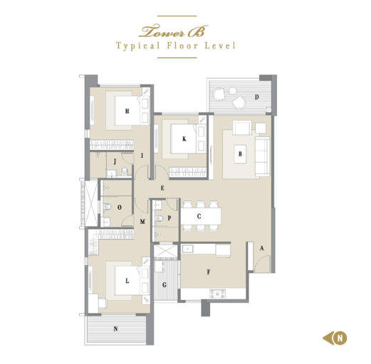 3 BHK Floor Plan of 24K Altura